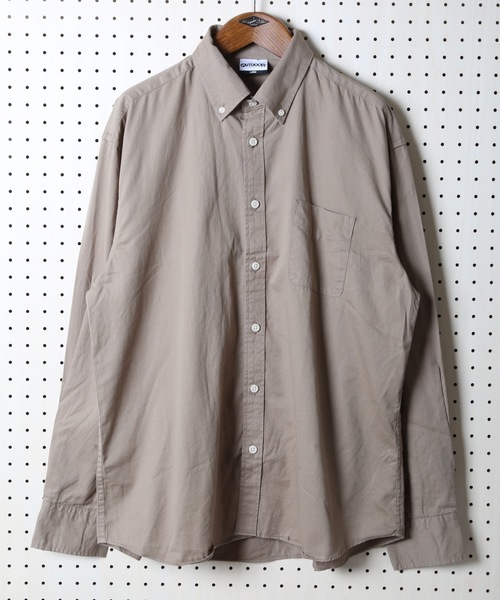 OUTDOOR PRODUCTS APPAREL（アウトドアプロダクツアパレル）の「ツイルコットン オーバーサイズシルエット ボタンダウン長袖シャツ ドロップショルダー ビッグシルエット（シャツ/ブラウス・メンズ・ネイビー/スミクロ/ワイン/カーキ/ベージュ/ライトベージュ/レンガ/ホワイト・LARGE/X-LARGE/SMALL/MEDIUM）」の12枚目の写真