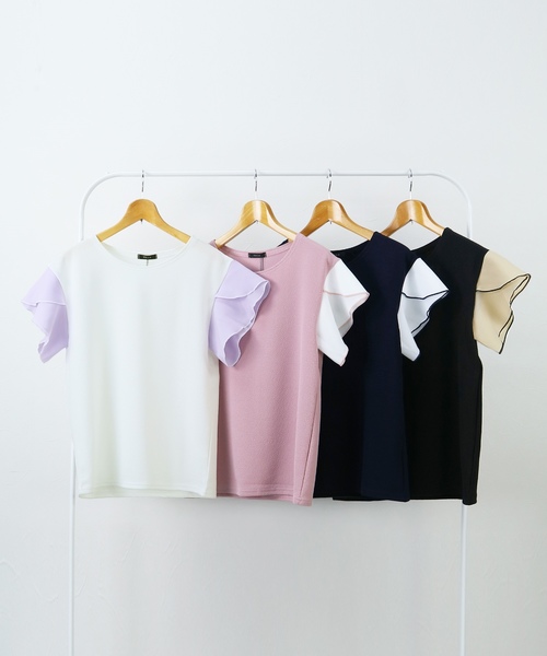 reca(レカ)の「袖フレアカットソー(Tシャツ/カットソー・レディース・ホワイト/ブラック/ネイビー/ピンク・FREE)」の8枚目の写真