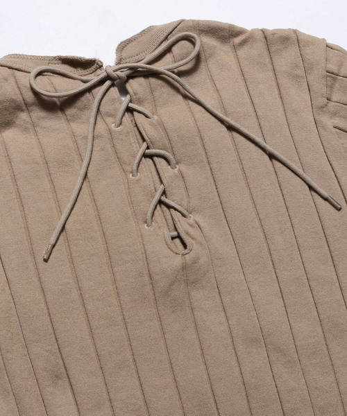 YOUNG&OLSEN The DRYGOODS STORE（ヤングアンドオルセン）の「YOUNG & OLSEN/ヤングアンドオルセン BROAD RIB BACKLACE LS（Tシャツ/カットソー・レディース・ホワイト/ブラック/ベージュ/オレンジ/ライトオリーブ・1/2）」の14枚目の写真