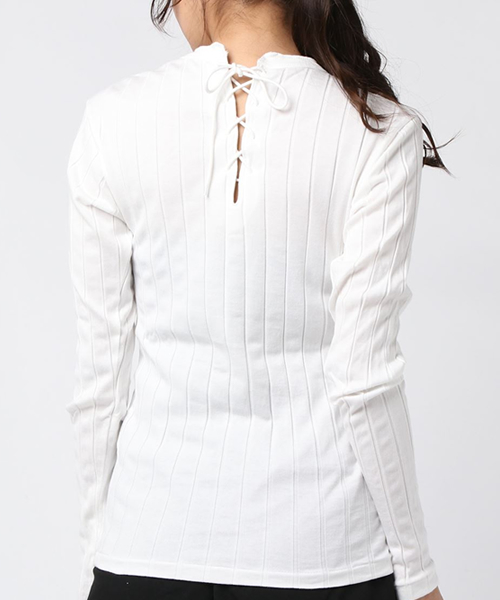 YOUNG&OLSEN The DRYGOODS STORE（ヤングアンドオルセン）の「YOUNG & OLSEN/ヤングアンドオルセン BROAD RIB BACKLACE LS（Tシャツ/カットソー・レディース・ホワイト/ブラック/ベージュ/オレンジ/ライトオリーブ・1/2）」の20枚目の写真