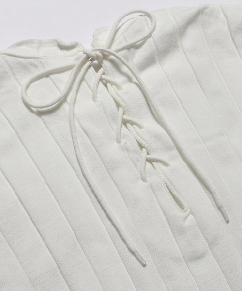 YOUNG&OLSEN The DRYGOODS STORE（ヤングアンドオルセン）の「YOUNG & OLSEN/ヤングアンドオルセン BROAD RIB BACKLACE LS（Tシャツ/カットソー・レディース・ホワイト/ブラック/ベージュ/オレンジ/ライトオリーブ・1/2）」の19枚目の写真