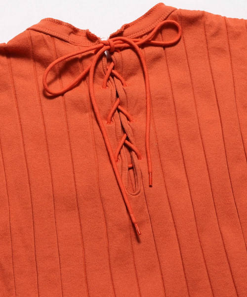 YOUNG&OLSEN The DRYGOODS STORE（ヤングアンドオルセン）の「YOUNG & OLSEN/ヤングアンドオルセン BROAD RIB BACKLACE LS（Tシャツ/カットソー・レディース・ホワイト/ブラック/ベージュ/オレンジ/ライトオリーブ・1/2）」の22枚目の写真