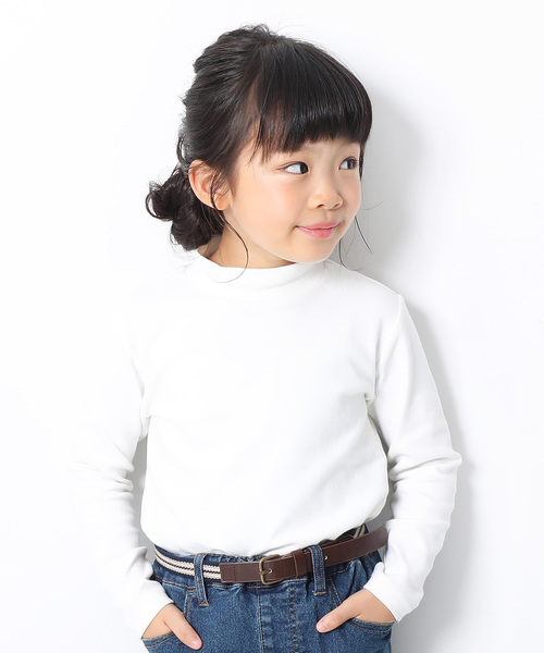 devirock(デビロック)の「厚手ハイネック長袖Tシャツ(Tシャツ/カットソー・キッズ・オフホワイト/ブラック/ヘザーチャコール・100cm/110cm/120cm/130cm/140cm/150cm/160cm)」の2枚目の写真