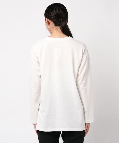 LOWRYS FARM(ローリーズファーム)の「ロングスリットロングスリーブ 853969(Tシャツ/カットソー・レディース・ホワイト/ブラック/ベージュ/ミント・FREE)」の6枚目の写真