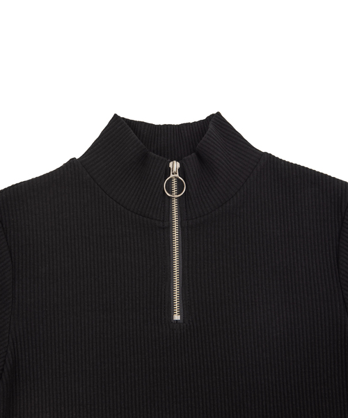 PUNYUS(プニュズ)の「ハーフZIPリブトップス(Tシャツ/カットソー・レディース・マスタード/パープル/ブラック・1/2/3/4)」の5枚目の写真