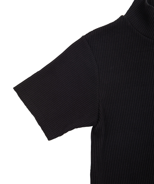 PUNYUS(プニュズ)の「ハーフZIPリブトップス(Tシャツ/カットソー・レディース・マスタード/パープル/ブラック・1/2/3/4)」の7枚目の写真