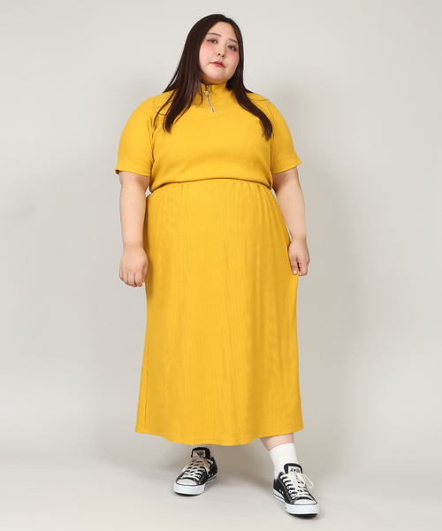 PUNYUS(プニュズ)の「ハーフZIPリブトップス(Tシャツ/カットソー・レディース・マスタード/パープル/ブラック・1/2/3/4)」の9枚目の写真