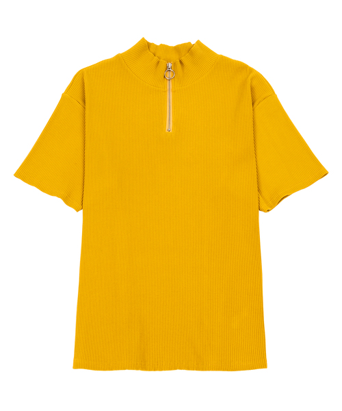 PUNYUS(プニュズ)の「ハーフZIPリブトップス(Tシャツ/カットソー・レディース・マスタード/パープル/ブラック・1/2/3/4)」の13枚目の写真