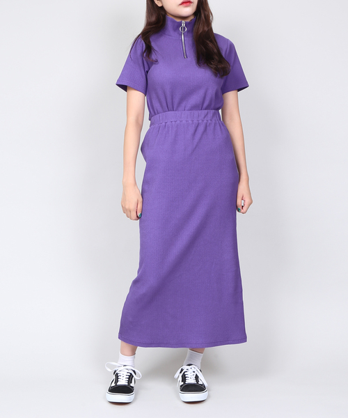 PUNYUS（プニュズ）の「ハーフZIPリブトップス（Tシャツ/カットソー