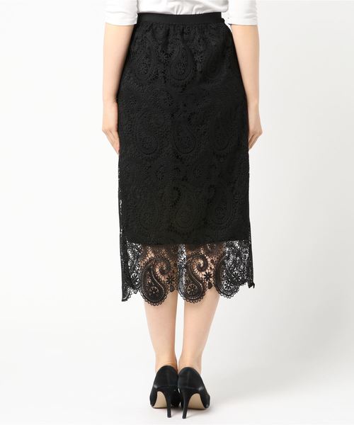 Libra Cue（リブラ キュー）の「Libra ペイズリー柄レーススカート（スカート・レディース・ブラック・MEDIUM/LARGE）」の7枚目の写真