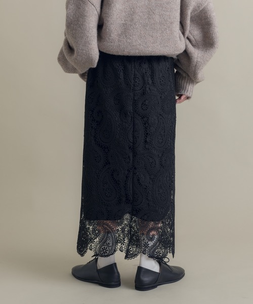 Libra Cue（リブラ キュー）の「Libra ペイズリー柄レーススカート（スカート・レディース・ブラック・MEDIUM/LARGE）」の8枚目の写真
