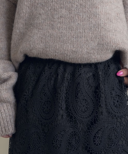 Libra Cue（リブラ キュー）の「Libra ペイズリー柄レーススカート（スカート・レディース・ブラック・MEDIUM/LARGE）」の3枚目の写真