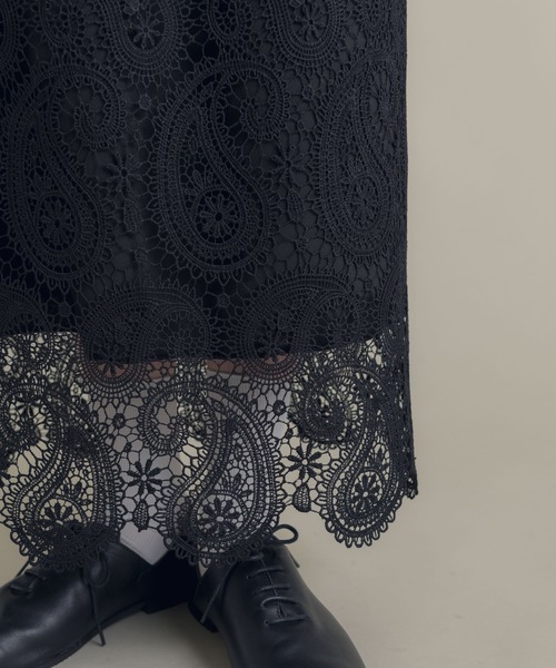Libra Cue（リブラ キュー）の「Libra ペイズリー柄レーススカート（スカート・レディース・ブラック・MEDIUM/LARGE）」の5枚目の写真