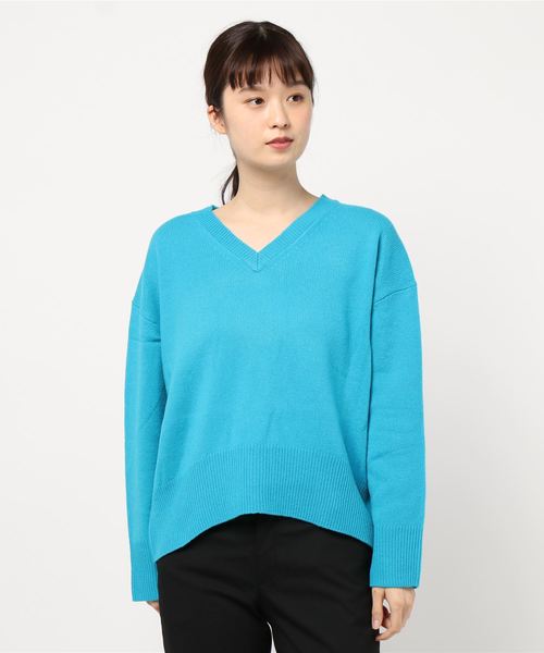 Traditional Weatherwear（トラディショナルウェザーウェア）の「9G PLAIN STITCH V-NECK PULL OVER（ニット/セーター・レディース・ネイビー/ボルドー/霜降りグレー/オフホワイト/サックスブルー・S）」の4枚目の写真