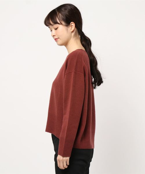 Traditional Weatherwear（トラディショナルウェザーウェア）の「9G PLAIN STITCH V-NECK PULL OVER（ニット/セーター・レディース・ネイビー/ボルドー/霜降りグレー/オフホワイト/サックスブルー・S）」の6枚目の写真