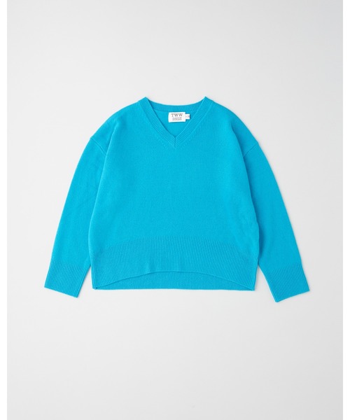Traditional Weatherwear（トラディショナルウェザーウェア）の「9G PLAIN STITCH V-NECK PULL OVER（ニット/セーター・レディース・ネイビー/ボルドー/霜降りグレー/オフホワイト/サックスブルー・S）」の13枚目の写真