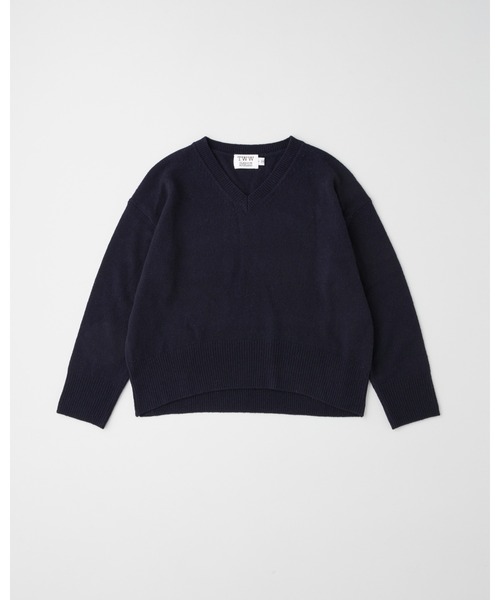 Traditional Weatherwear（トラディショナルウェザーウェア）の「9G PLAIN STITCH V-NECK PULL OVER（ニット/セーター・レディース・ネイビー/ボルドー/霜降りグレー/オフホワイト/サックスブルー・S）」の15枚目の写真