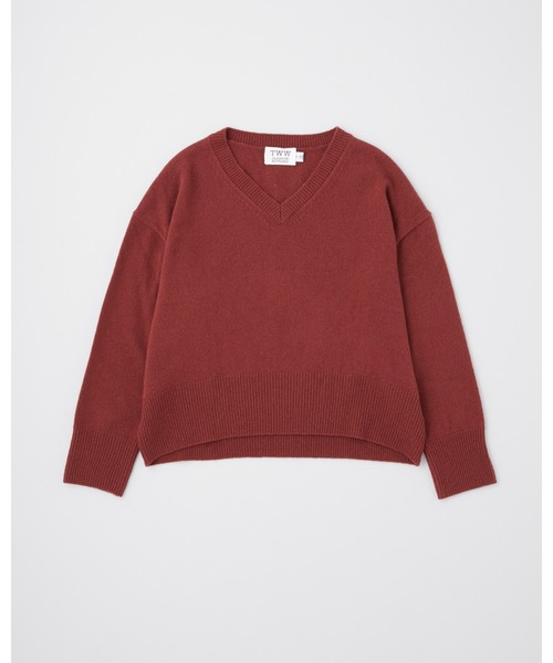 Traditional Weatherwear（トラディショナルウェザーウェア）の「9G PLAIN STITCH V-NECK PULL OVER（ニット/セーター・レディース・ネイビー/ボルドー/霜降りグレー/オフホワイト/サックスブルー・S）」の16枚目の写真