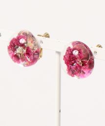 カスミ草押し花イヤリング