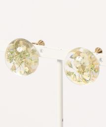 カスミ草押し花イヤリング