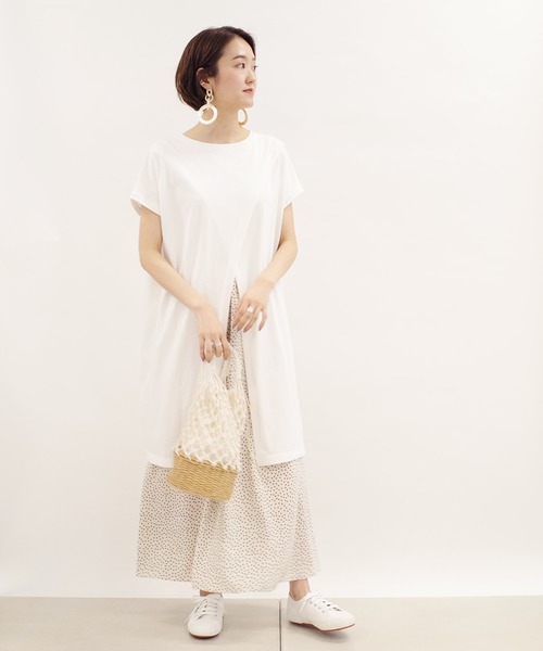 DouDou(ドゥドゥ)の「トップス×ドットスカートセット(ワンピース・レディース・オフホワイト/ブラック・FREE)」の7枚目の写真