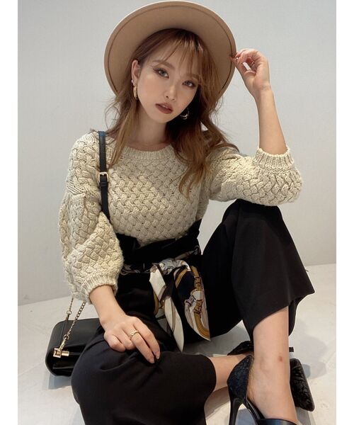 RESEXXY（リゼクシー）の「配色ニットトップス（ニット/セーター・レディース・ベージュ/オフホワイト/ワイン・FREE）」の13枚目の写真