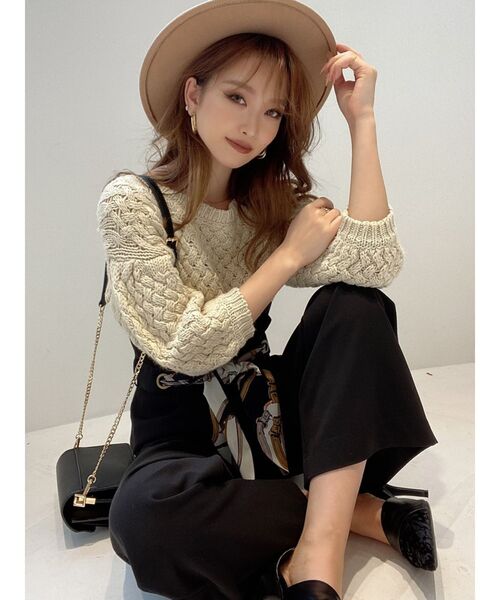 RESEXXY（リゼクシー）の「配色ニットトップス（ニット/セーター・レディース・ベージュ/オフホワイト/ワイン・FREE）」の14枚目の写真