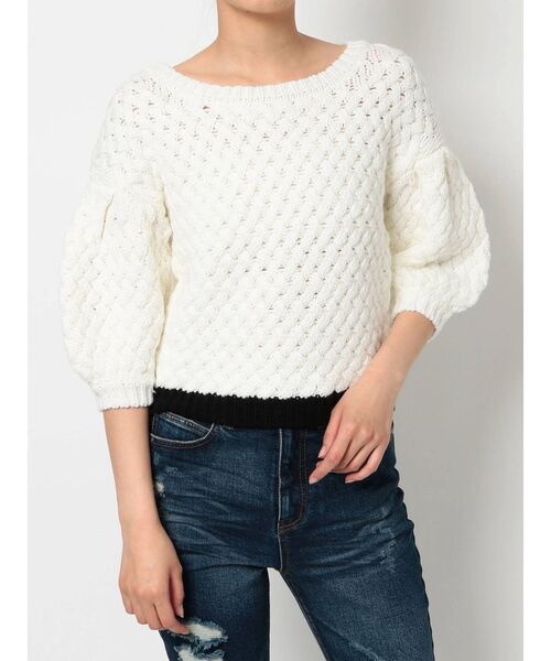 RESEXXY（リゼクシー）の「配色ニットトップス（ニット/セーター・レディース・ベージュ/オフホワイト/ワイン・FREE）」の16枚目の写真