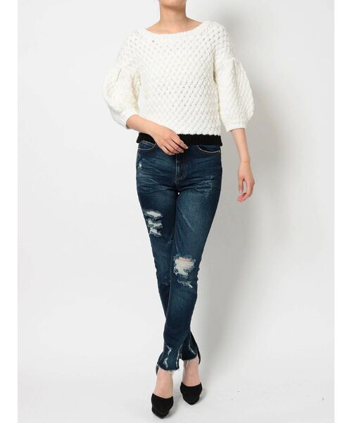 RESEXXY（リゼクシー）の「配色ニットトップス（ニット/セーター・レディース・ベージュ/オフホワイト/ワイン・FREE）」の17枚目の写真