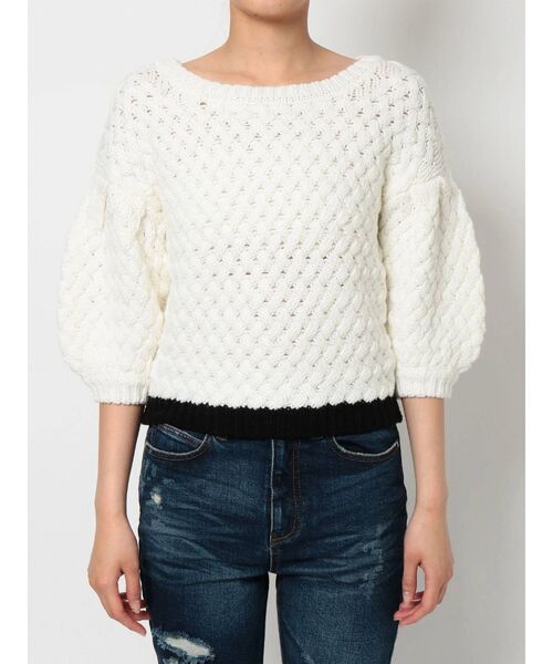 RESEXXY（リゼクシー）の「配色ニットトップス（ニット/セーター・レディース・ベージュ/オフホワイト/ワイン・FREE）」の18枚目の写真