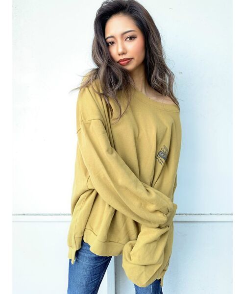 GYDA(ジェイダ)の「RoyalPalmsスウェットドルマンTOPS(スウェット・レディース・ベージュ/ネイビー/オフホワイト/カーキ/ピンク/オレンジ/マスタード・FREE)」の5枚目の写真