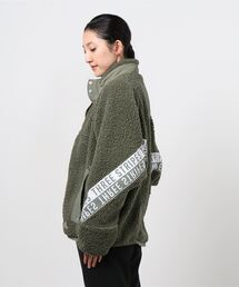 美品【アディダス】ビッグシルエット ボア フリース ブルゾン男女兼用 L カーキ adidas（アディダス）の「adidas ビッグシルエット ボア