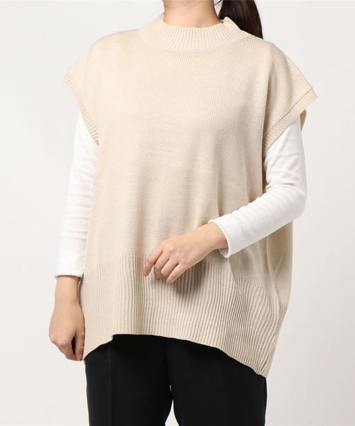 Right-on（ライトオン）の「【HONEYSUCKLE ROSE】バックスリットベスト（ベスト・レディース・ブラウン/オフホワイト・M/L）」の2枚目の写真