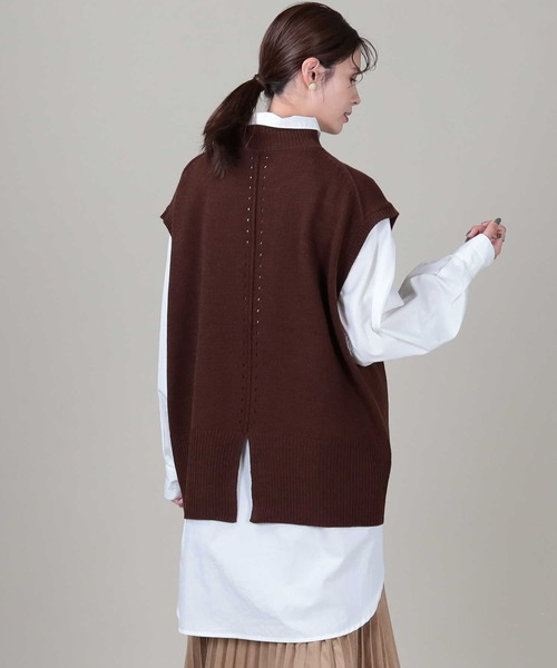 Right-on（ライトオン）の「【HONEYSUCKLE ROSE】バックスリットベスト（ベスト・レディース・ブラウン/オフホワイト・M/L）」の7枚目の写真