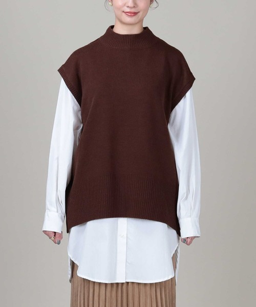 Right-on（ライトオン）の「【HONEYSUCKLE ROSE】バックスリットベスト（ベスト・レディース・ブラウン/オフホワイト・M/L）」の9枚目の写真