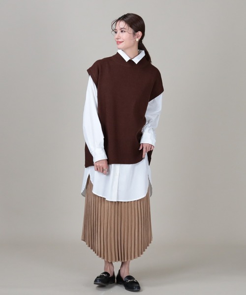 Right-on（ライトオン）の「【HONEYSUCKLE ROSE】バックスリットベスト（ベスト・レディース・ブラウン/オフホワイト・M/L）」の8枚目の写真