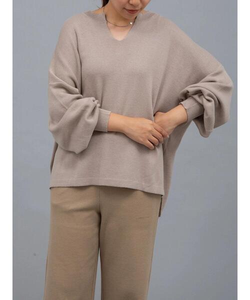 earth music&ecology(アースミュージックアンドエコロジー)の「オーガニックコットンスキッパーニットプルオーバー *(ニット/セーター・レディース・グリーン/アイボリー/ブラウン/ブラック/ライトパープル/グレイッシュベージュ・FREE)」の13枚目の写真