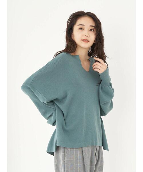 earth music&ecology(アースミュージックアンドエコロジー)の「オーガニックコットンスキッパーニットプルオーバー *(ニット/セーター・レディース・グリーン/アイボリー/ブラウン/ブラック/ライトパープル/グレイッシュベージュ・FREE)」の17枚目の写真