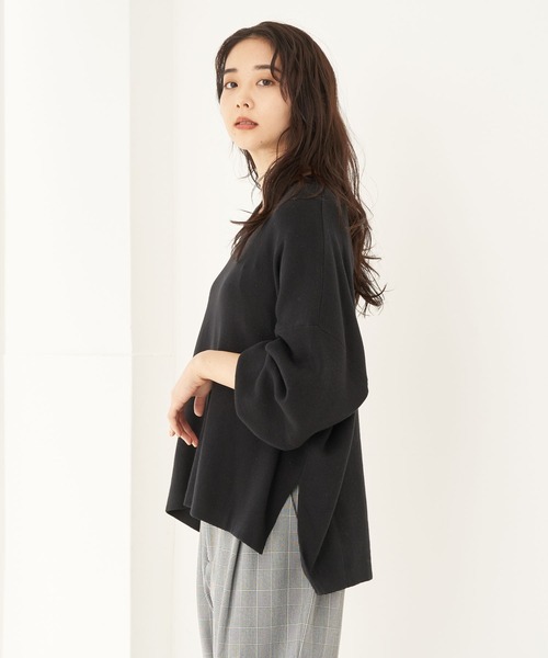 earth music&ecology(アースミュージックアンドエコロジー)の「オーガニックコットンスキッパーニットプルオーバー *(ニット/セーター・レディース・グリーン/アイボリー/ブラウン/ブラック/ライトパープル/グレイッシュベージュ・FREE)」の3枚目の写真