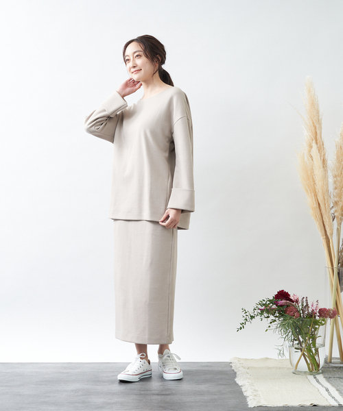 collex（コレックス）の「ダンボールニットボートネックプルオーバー（スウェット・レディース・チャコールグレー/ベージュ・フリー）」の10枚目の写真