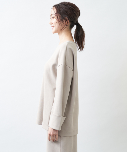 collex（コレックス）の「ダンボールニットボートネックプルオーバー（スウェット・レディース・チャコールグレー/ベージュ・フリー）」の14枚目の写真