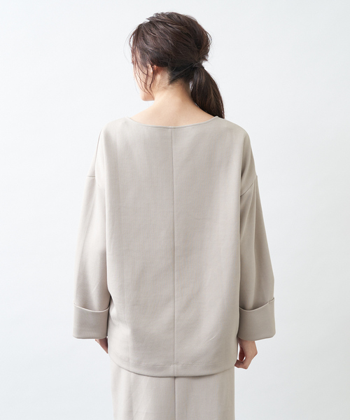 collex（コレックス）の「ダンボールニットボートネックプルオーバー（スウェット・レディース・チャコールグレー/ベージュ・フリー）」の16枚目の写真