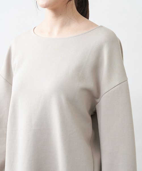 collex（コレックス）の「ダンボールニットボートネックプルオーバー（スウェット・レディース・チャコールグレー/ベージュ・フリー）」の5枚目の写真