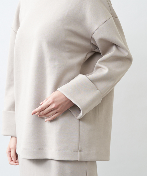 collex（コレックス）の「ダンボールニットボートネックプルオーバー（スウェット・レディース・チャコールグレー/ベージュ・フリー）」の12枚目の写真