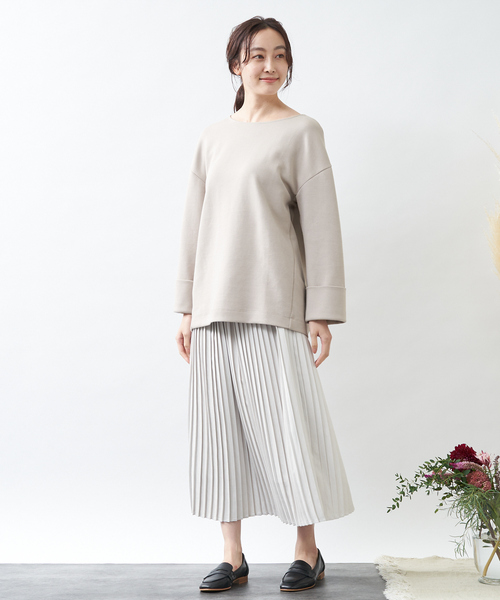 collex（コレックス）の「ダンボールニットボートネックプルオーバー（スウェット・レディース・チャコールグレー/ベージュ・フリー）」の15枚目の写真