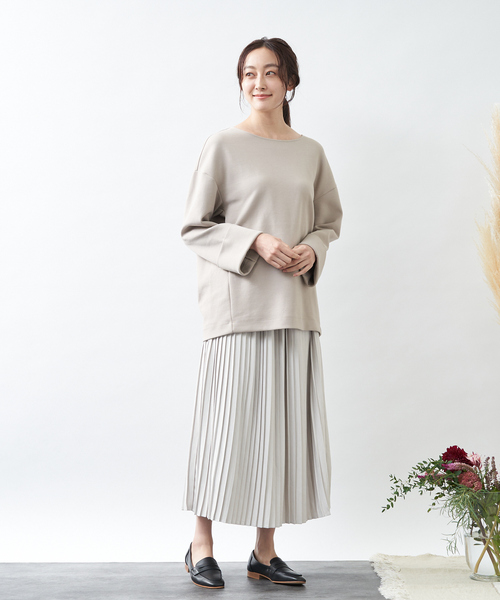 collex（コレックス）の「ダンボールニットボートネックプルオーバー（スウェット・レディース・チャコールグレー/ベージュ・フリー）」の17枚目の写真