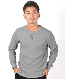ワッフルクルーネック長袖Tシャツ