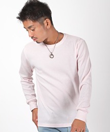 ワッフルクルーネック長袖Tシャツ