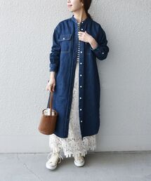 SHIPS any（シップス エニィ）の「SHIPS any: バンドカラー デニム シャツワンピース［SHIPS any DENIM］（ワンピース・レディース）」