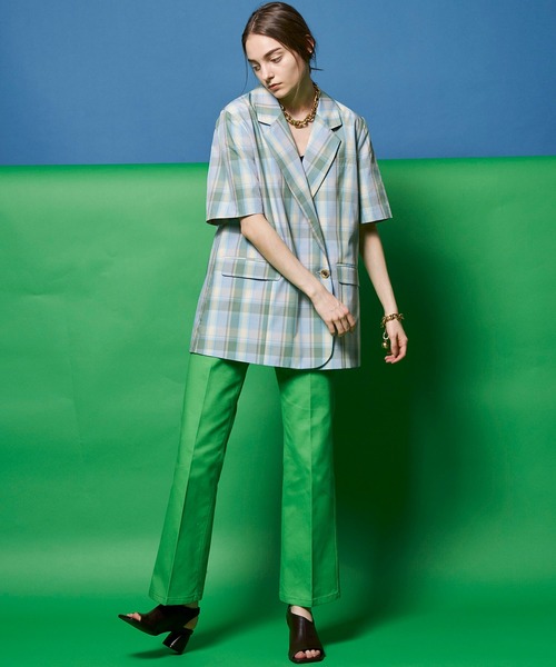 MAISON SPECIAL（メゾンスペシャル）の「ハーフスリーブジャケット【MAISON SPECIAL/メゾンスペシャル】（テーラードジャケット・レディース・ブラック/ブラウン/ブルー/ライトブルー・FREE）」の17枚目の写真